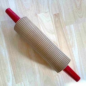 Wooden Rolling Pin with Grooves